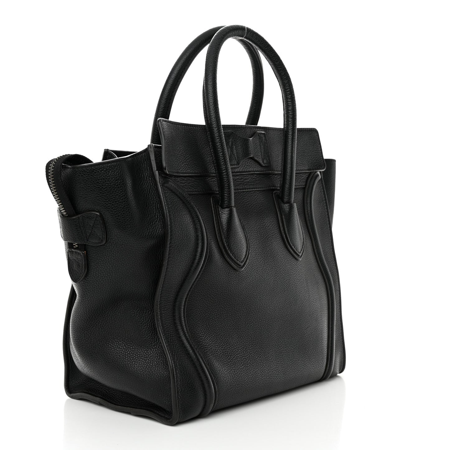 Drummed Calfskin Mini Luggage Black