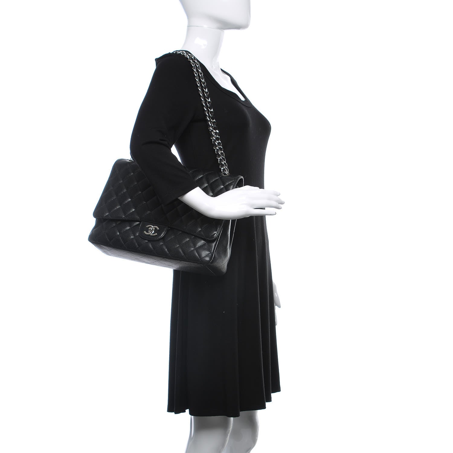 Chanel Caviar Quilted Maxi Single Flap Black 2 of 16