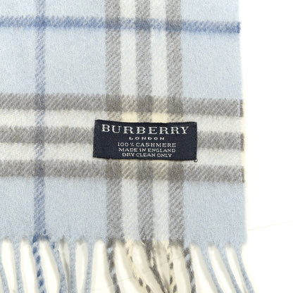 Burberry Cashmere Check Fringe Scarf Light Blue 3 of 4
