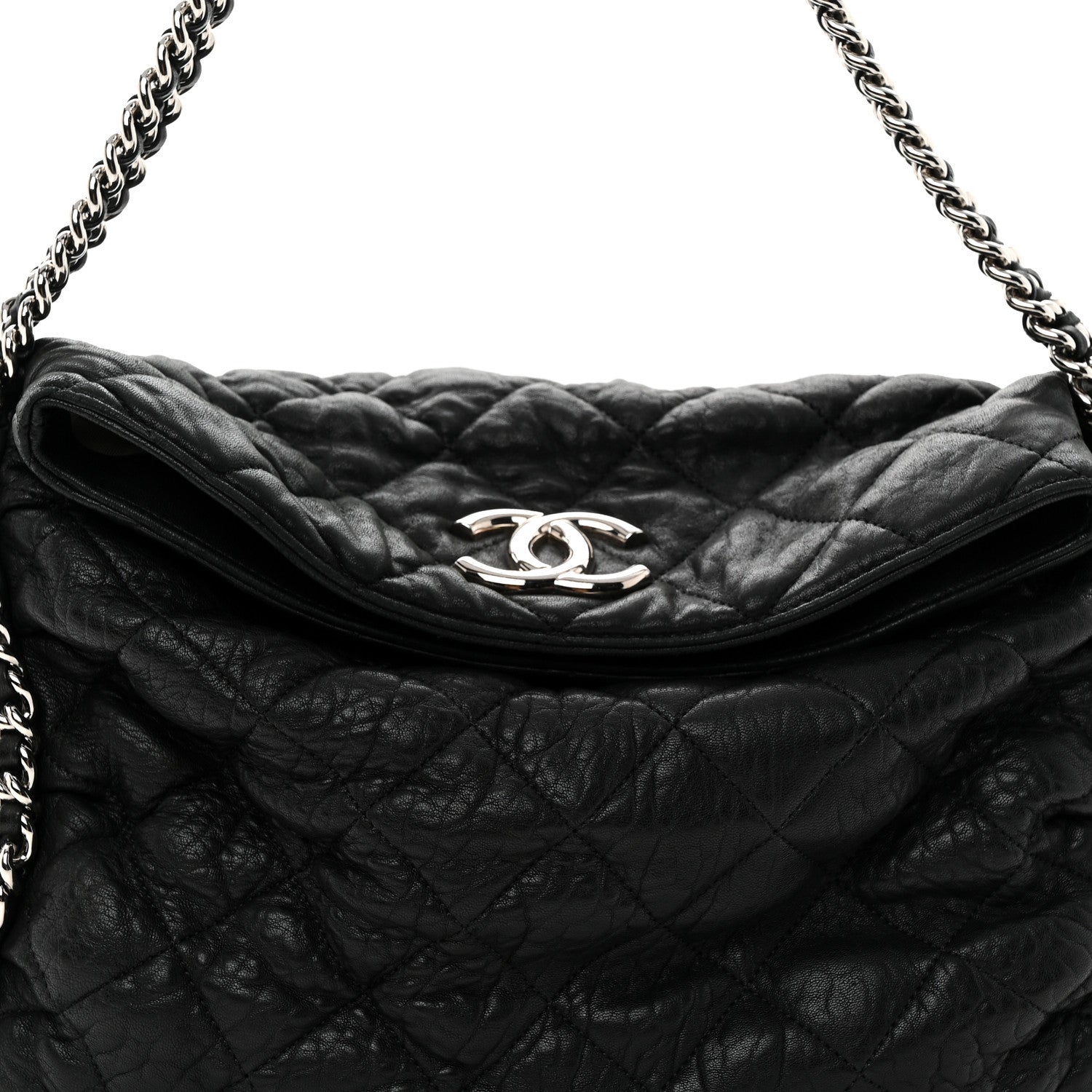 Chanel Washed Lambskin Chain Around Hobo Black 8 of 12