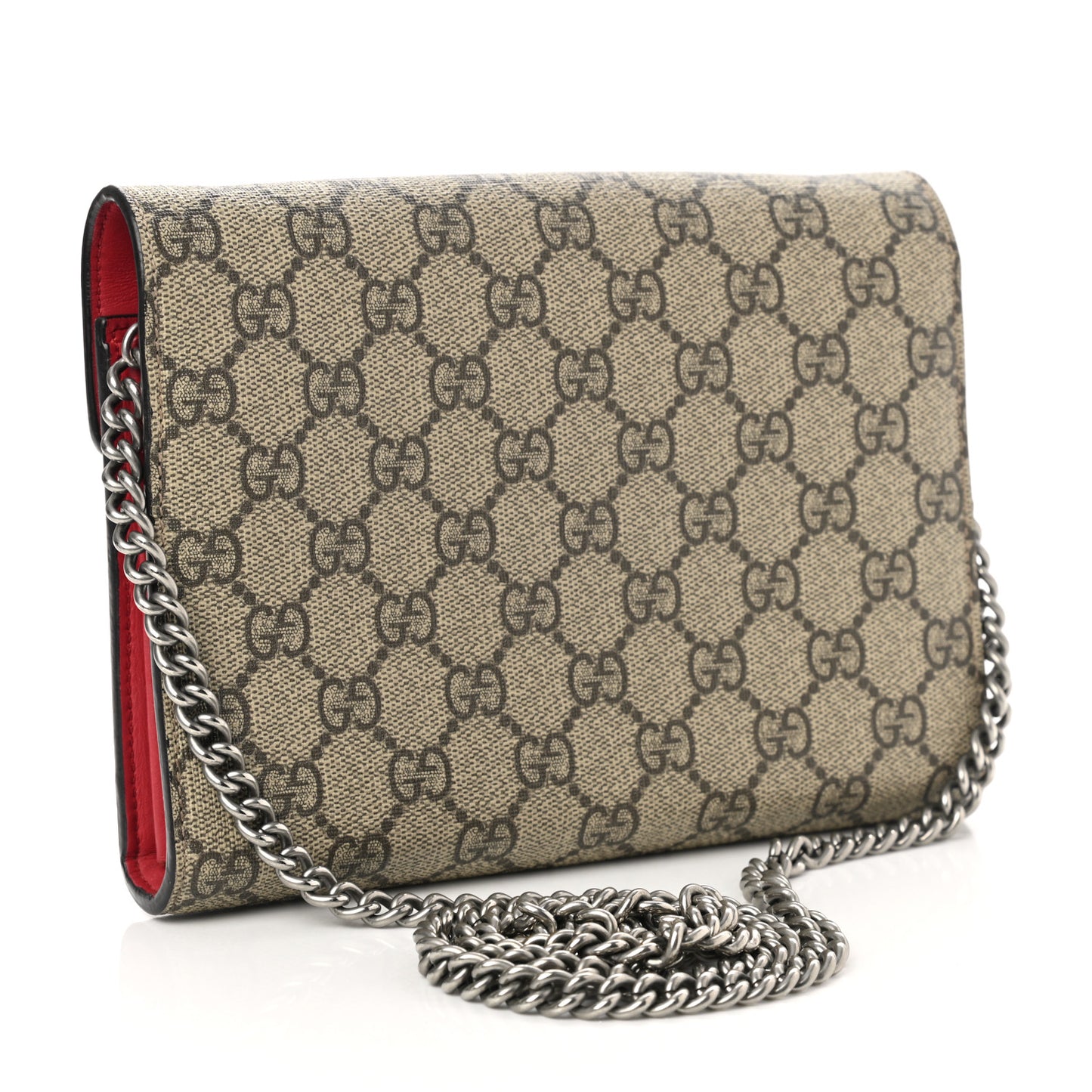 GG Supreme Monogram Mini Dionysus Chain Wallet Beige Vulcanic Red