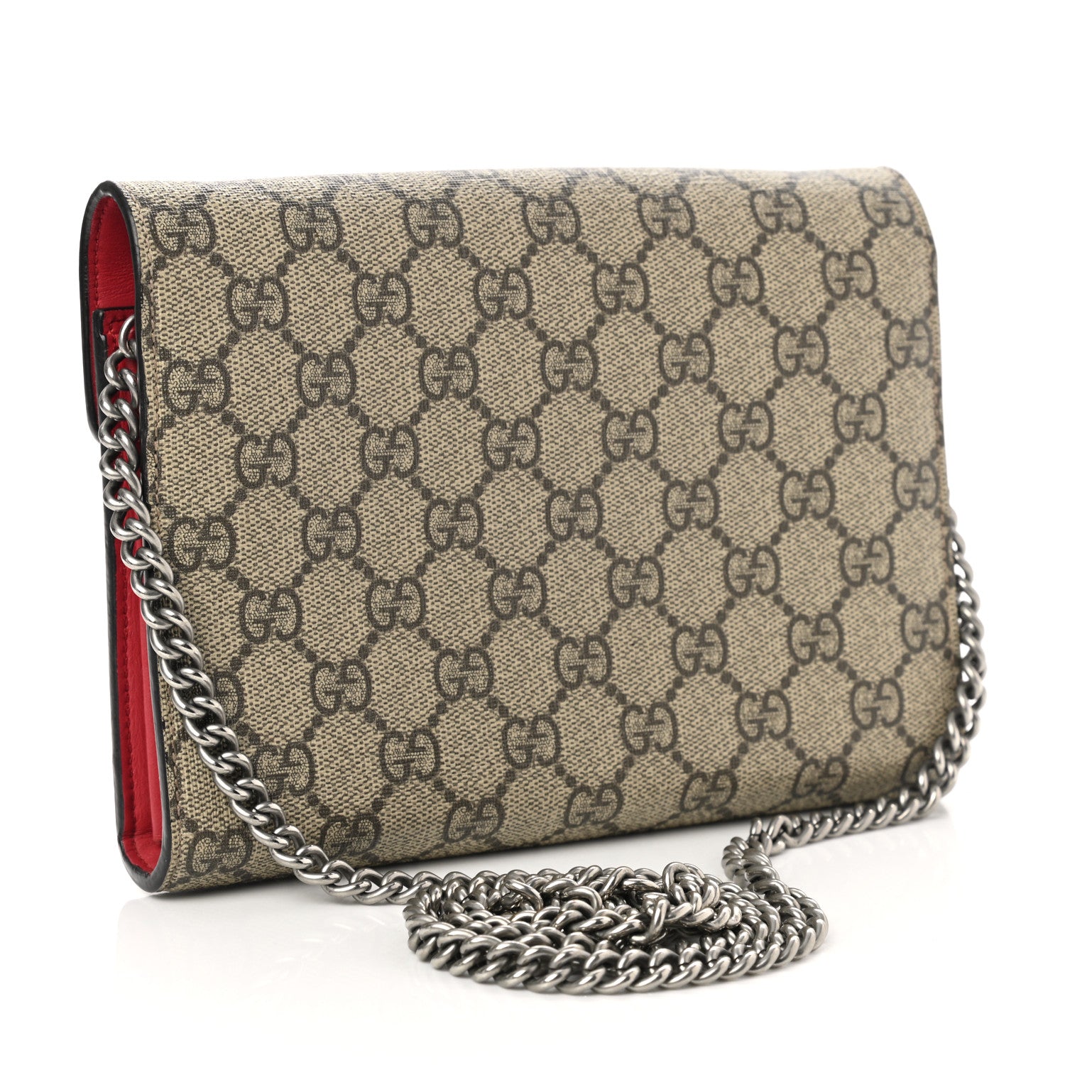 Gucci GG Supreme Monogram Mini Dionysus Chain Wallet Beige Vulcanic Red 3 of 14