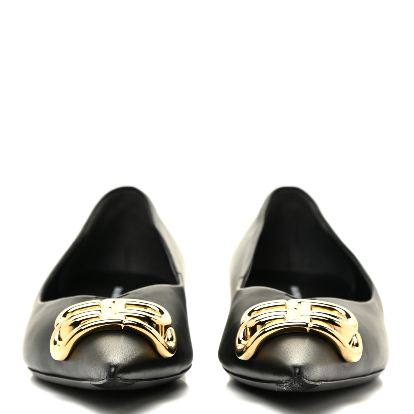 Calfskin BB Knife Pointy Toe Ballerina Flats 38.5 Black