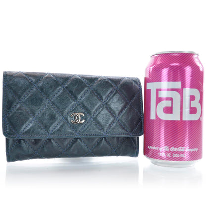 Chanel Calfskin Quilted Flap Wallet Blue 2 of 7