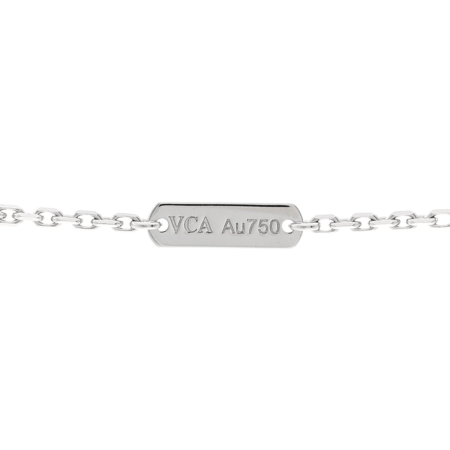 18K White Rose Gold Diamond Guilloche Vintage Alhambra Pendant Necklace