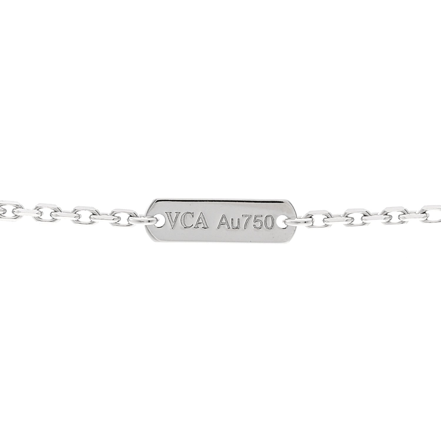 Van Cleef & Arpels 18K White Rose Gold Diamond Guilloche Vintage Alhambra Pendant Necklace 5 of 6