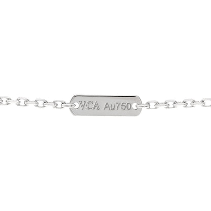 Van Cleef & Arpels 18K White Rose Gold Diamond Guilloche Vintage Alhambra Pendant Necklace 5 of 6