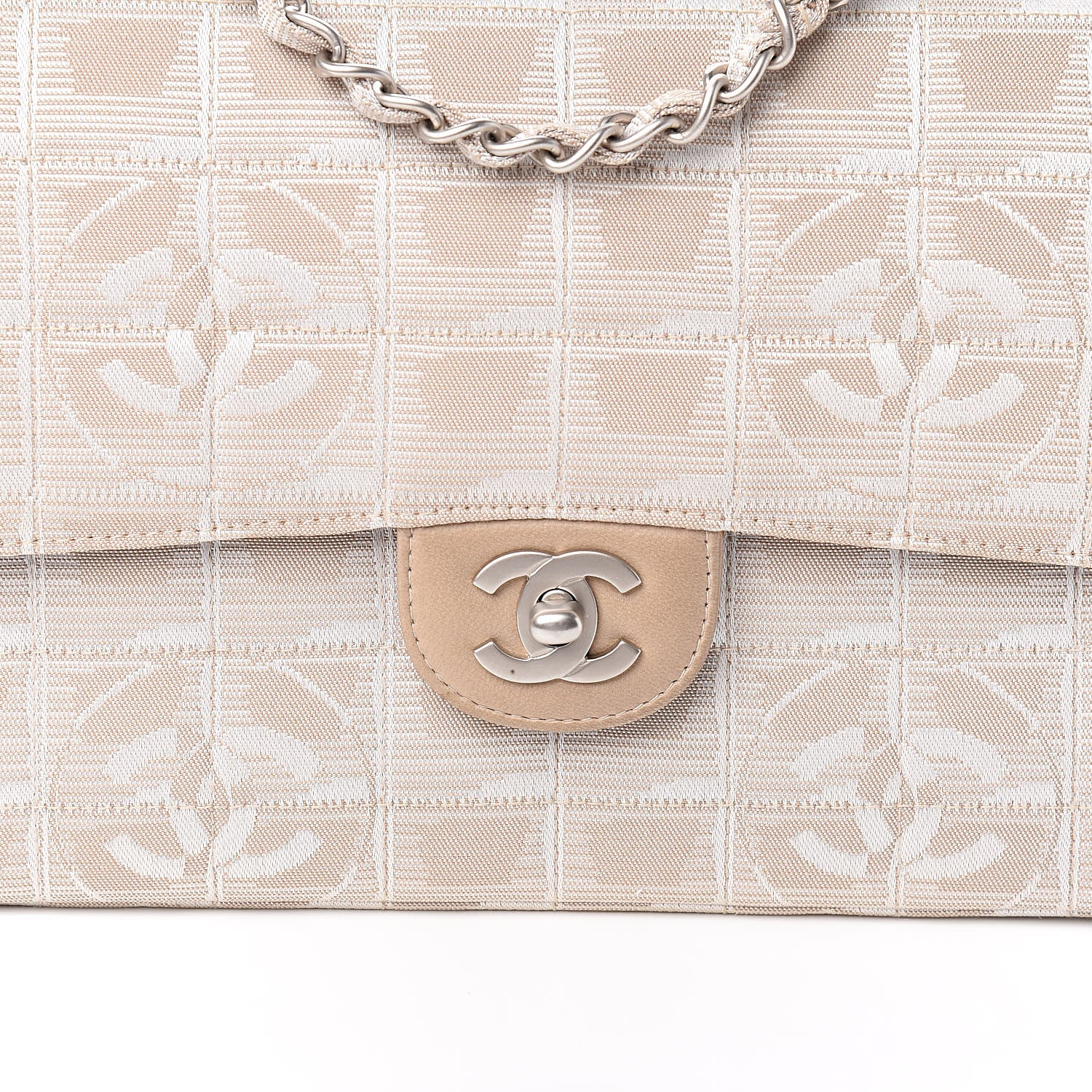 Chanel Nylon Medium Travel Flap Light Beige 12 of 15