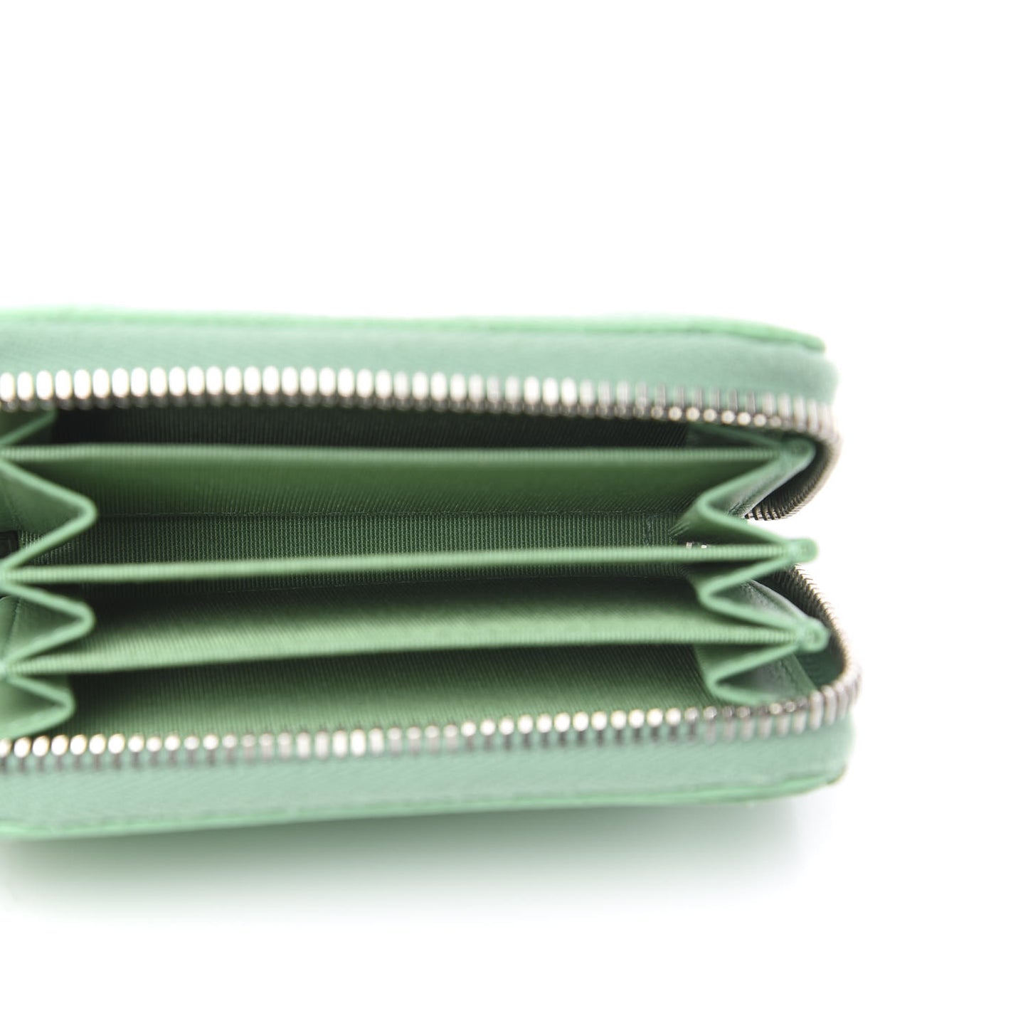 Caviar Chevron Quilted Zip Around Coin Purse Light Green
