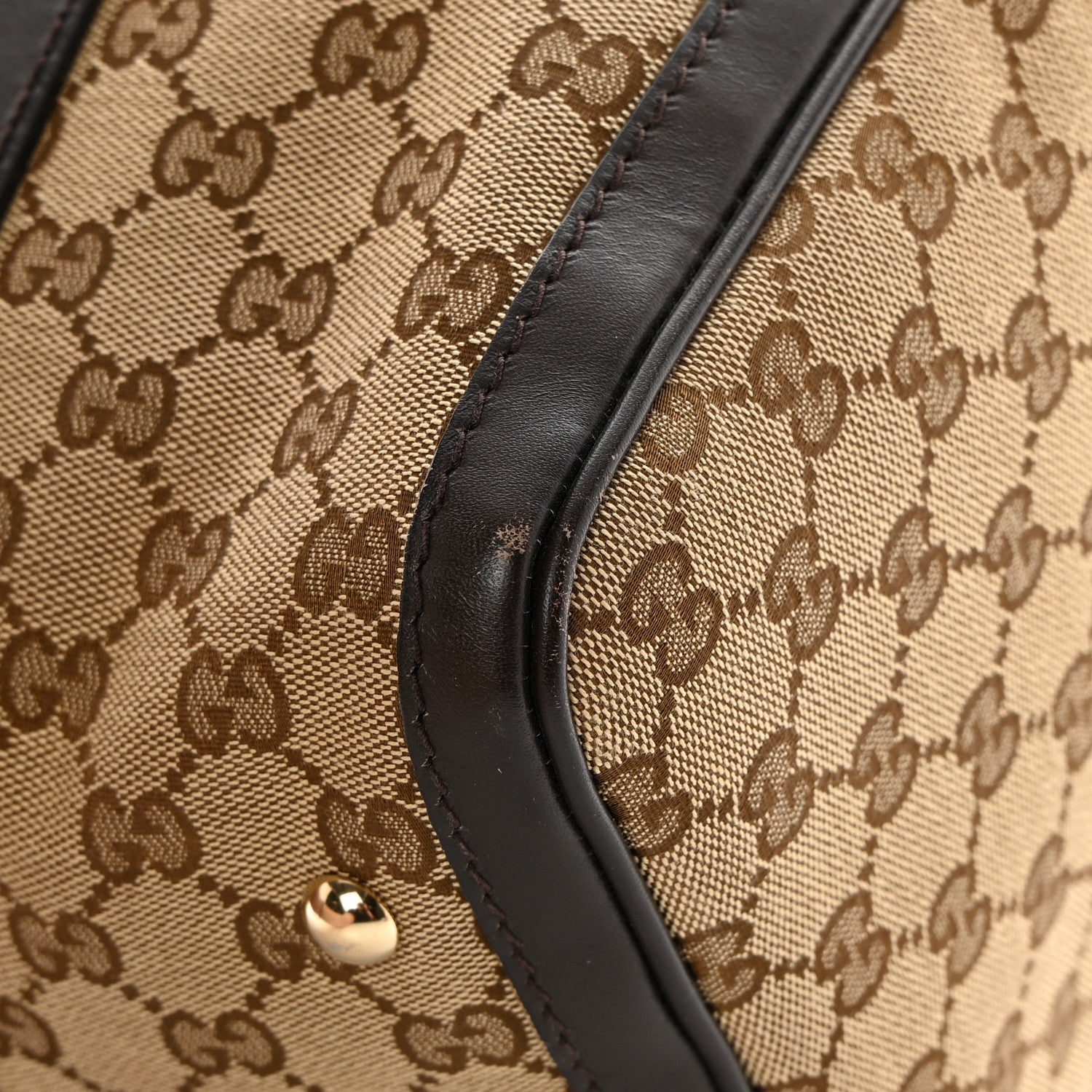 Gucci Monogram Selleria Calfskin Vintage Web Medium Boston Beige Ebony Cocoa 10 of 21