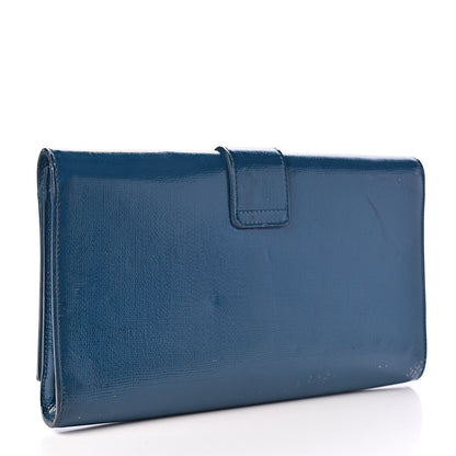Saint Laurent Textured Patent Classic Y Ligne Clutch Blue 3 of 14