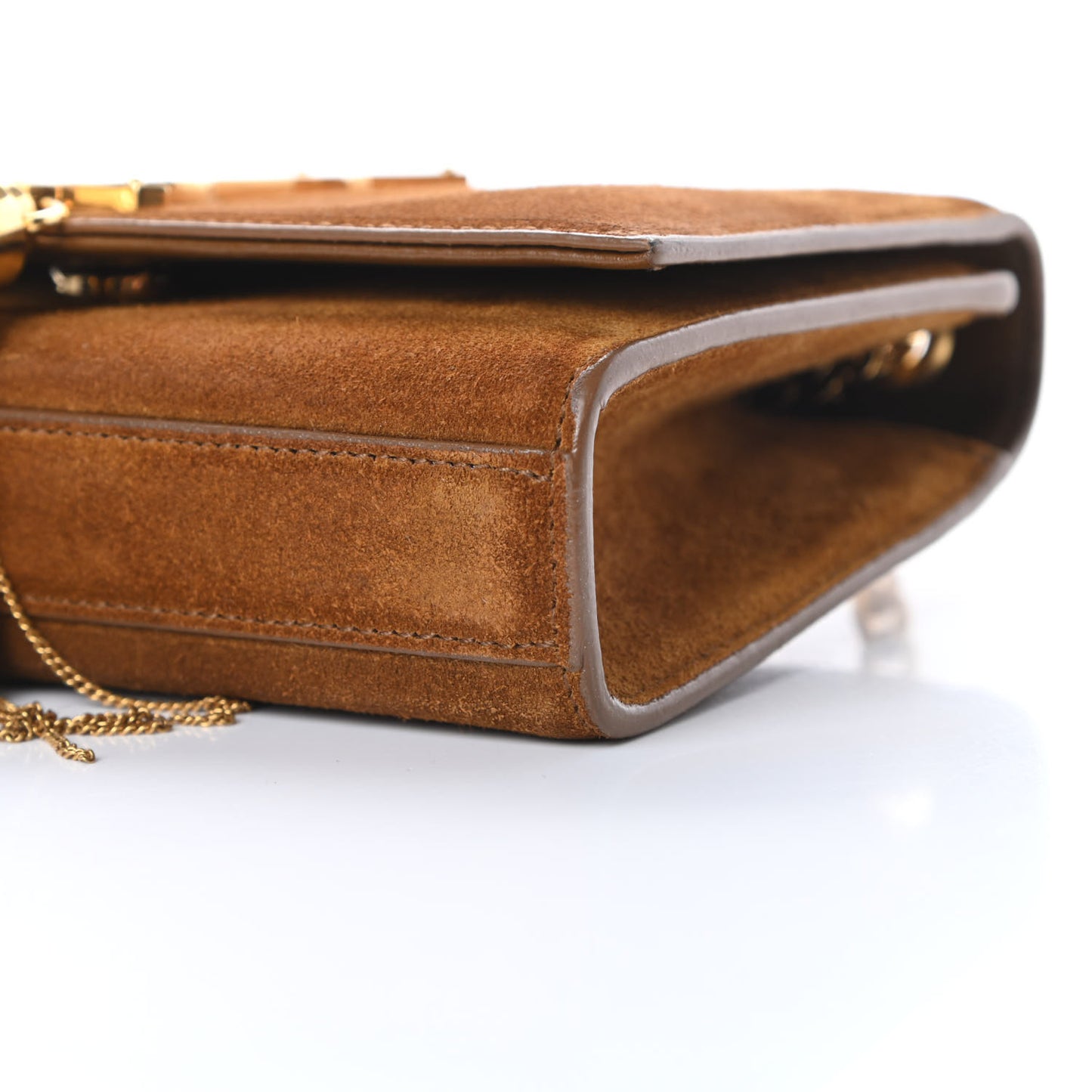 Suede Small Classic Monogram Kate Tassel Satchel Light Ochre