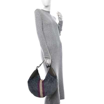 Gucci Velvet Horsebit Embossed Glam Hobo Grey 2 of 11
