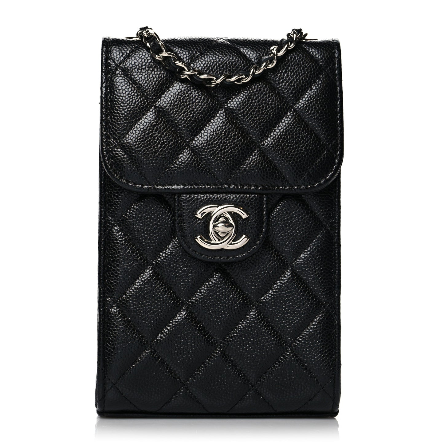 Caviar Quilted Classic Phone Holder Black