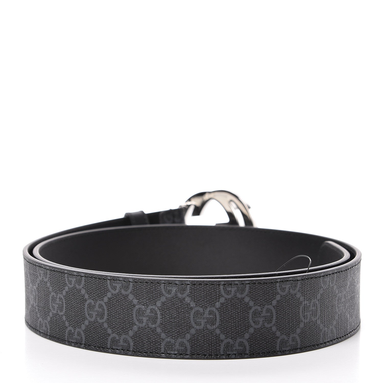 Gucci GG Supreme Monogram Selleria Calfskin Interlocking G 40mm Belt 100 40 Black Grey 3 of 6