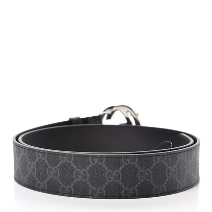 Gucci GG Supreme Monogram Selleria Calfskin Interlocking G 40mm Belt 100 40 Black Grey 3 of 6