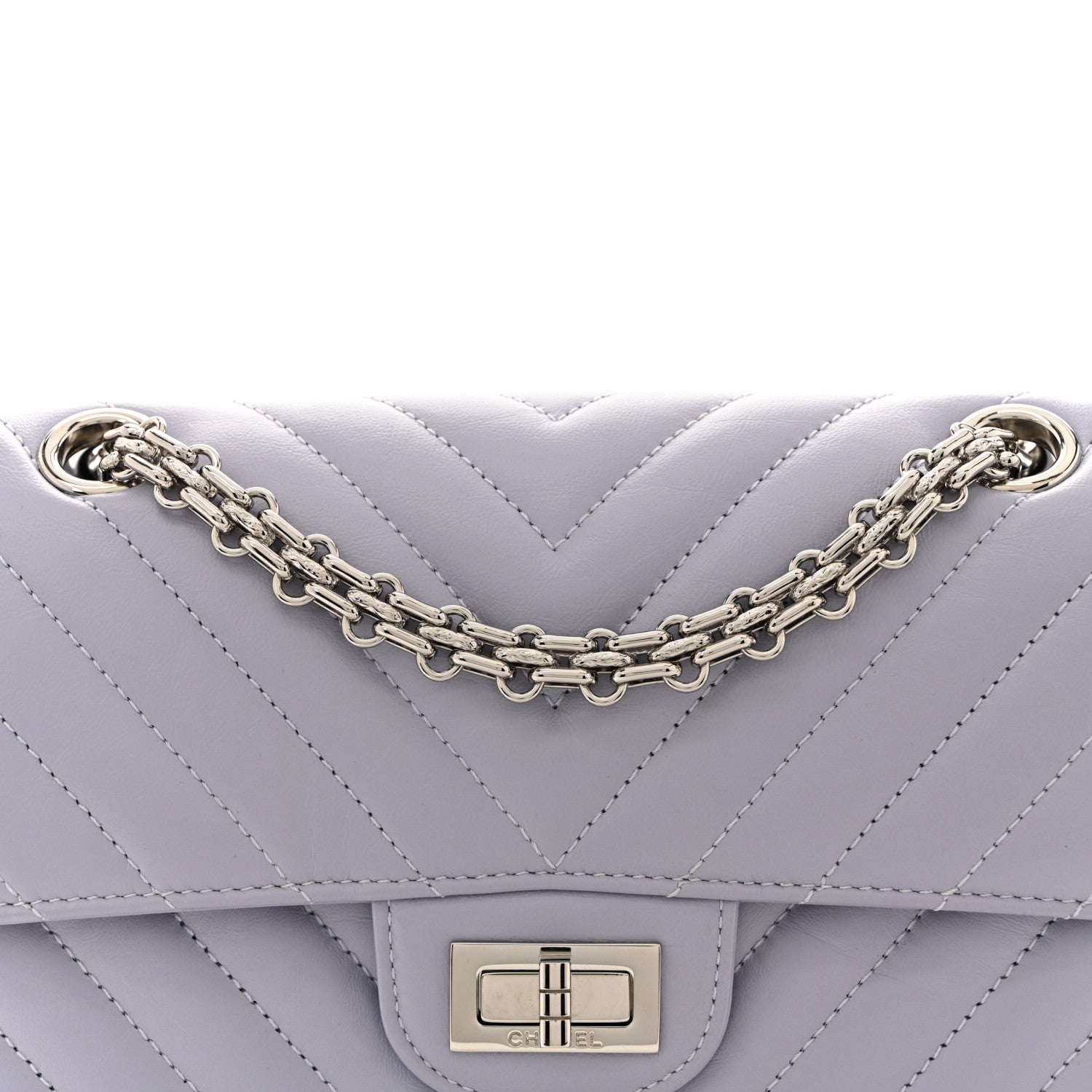 Chanel Aged Calfskin Chevron Quilted 2.55 Reissue Mini Flap Light Purple 8 of 10