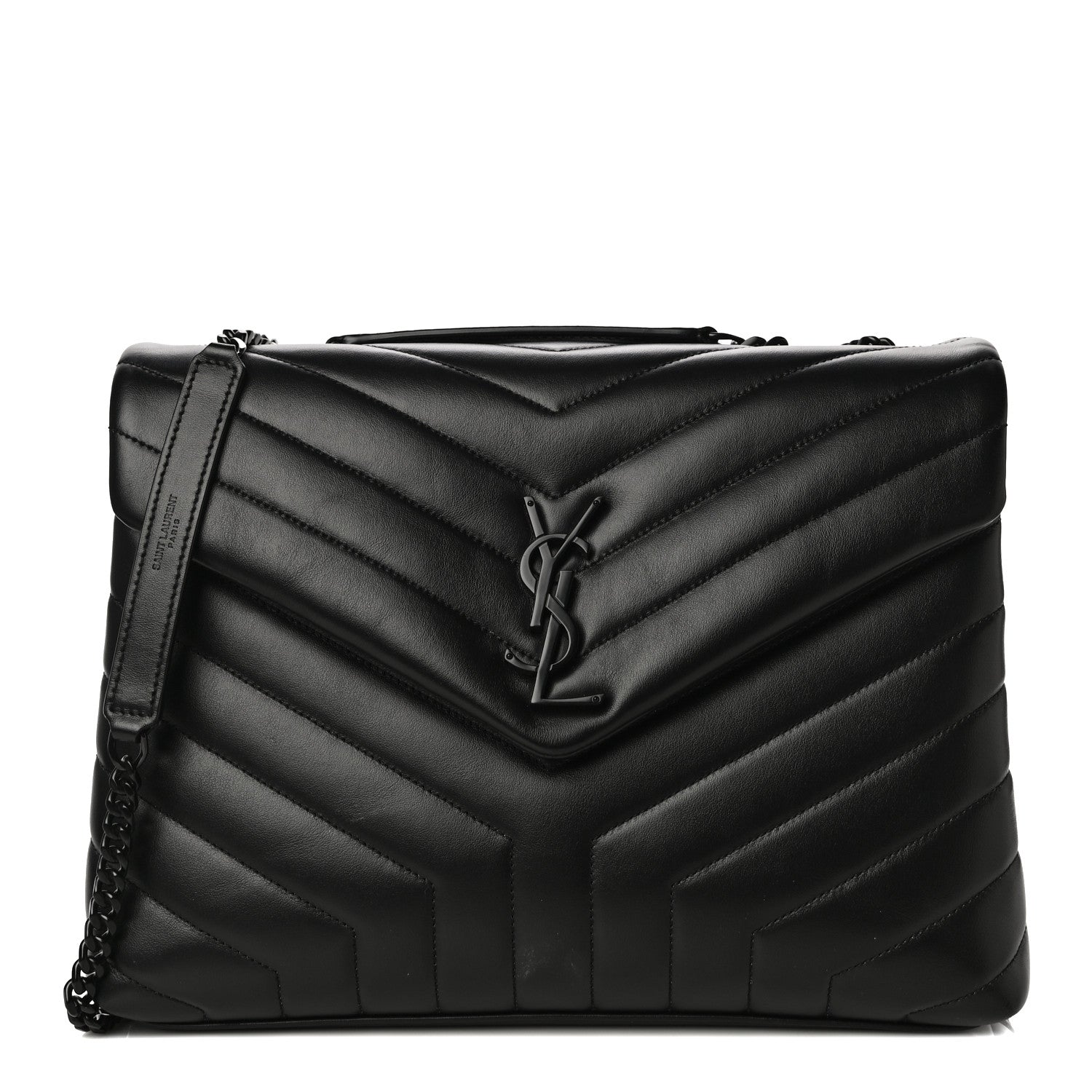Saint Laurent Calfskin Y Quilted Monogram Medium Loulou Chain Satchel Black 1 of 11