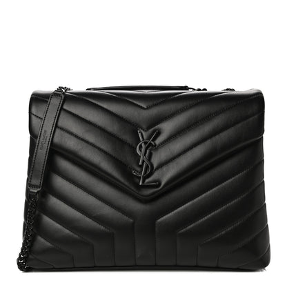 Saint Laurent Calfskin Y Quilted Monogram Medium Loulou Chain Satchel Black 1 of 11
