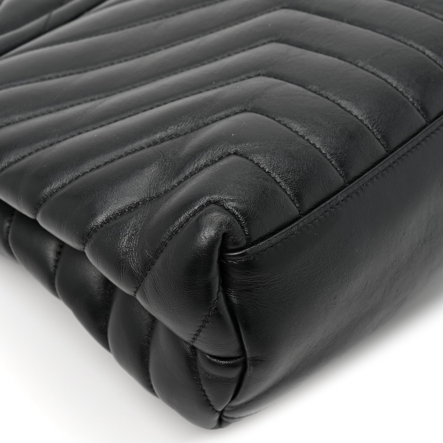 Saint Laurent Grain de Poudre Calfskin Y Quilted Monogram Medium Loulou Chain Satchel Black 16 of 16