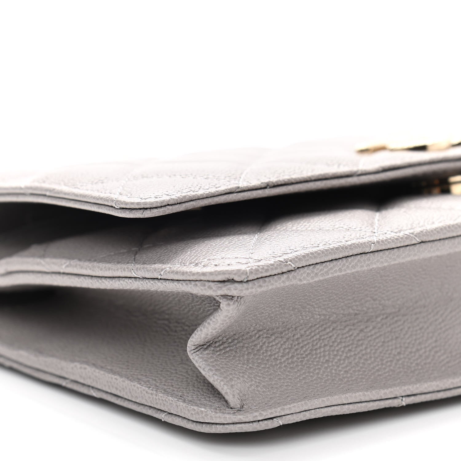 Chanel Caviar Quilted Studded CC Wallet On Chain WOC Grey 9 of 11