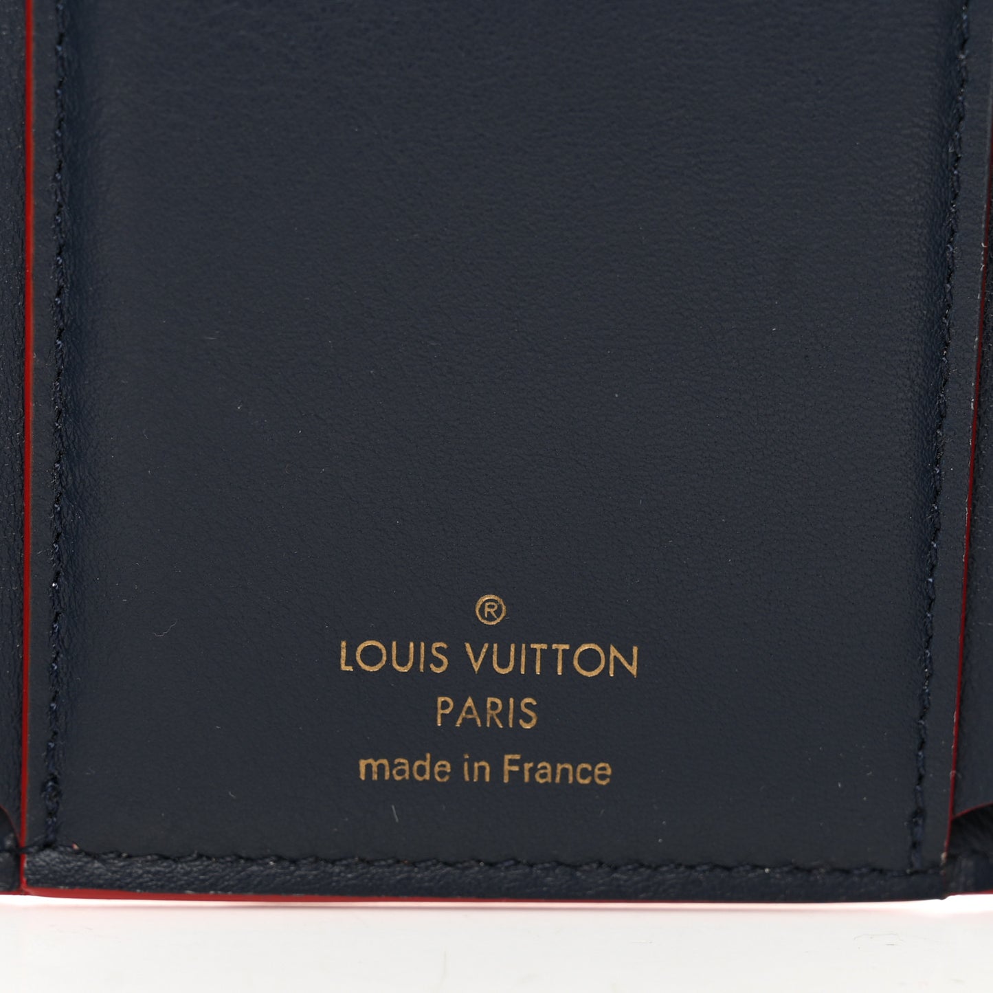 Taurillon Capucines Compact Wallet Marine Rouge