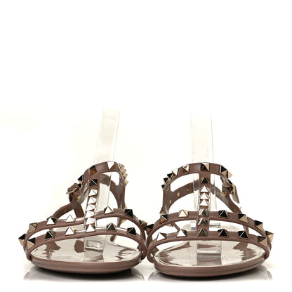 Valentino Garavani PVC Jelly Rockstud Caged Sandals 41 Poudre 2 of 7