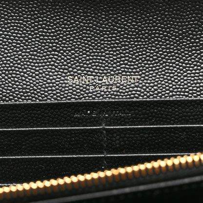 Saint Laurent Grain De Poudre Matelasse Chevron Monogram Flap Wallet Black 6 of 6