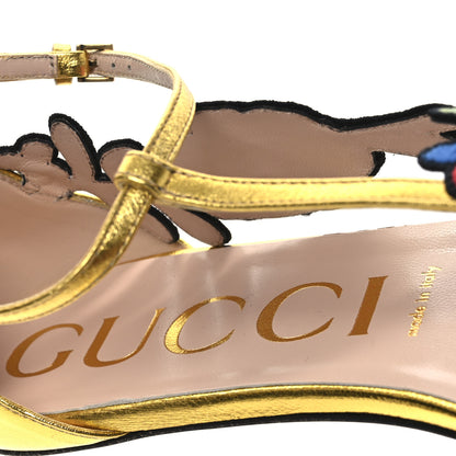 Gucci Metallic Nappa Ophelia T-Strap Flat Sandals 36 Gold 9 of 10