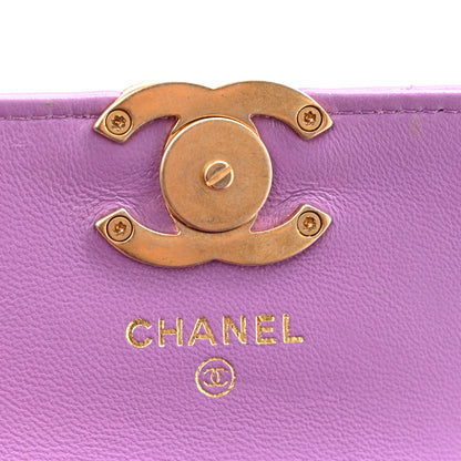 Chanel Lambskin Lacquered Metal Quilted Flap Chain Belt Bag Purple 6 of 14