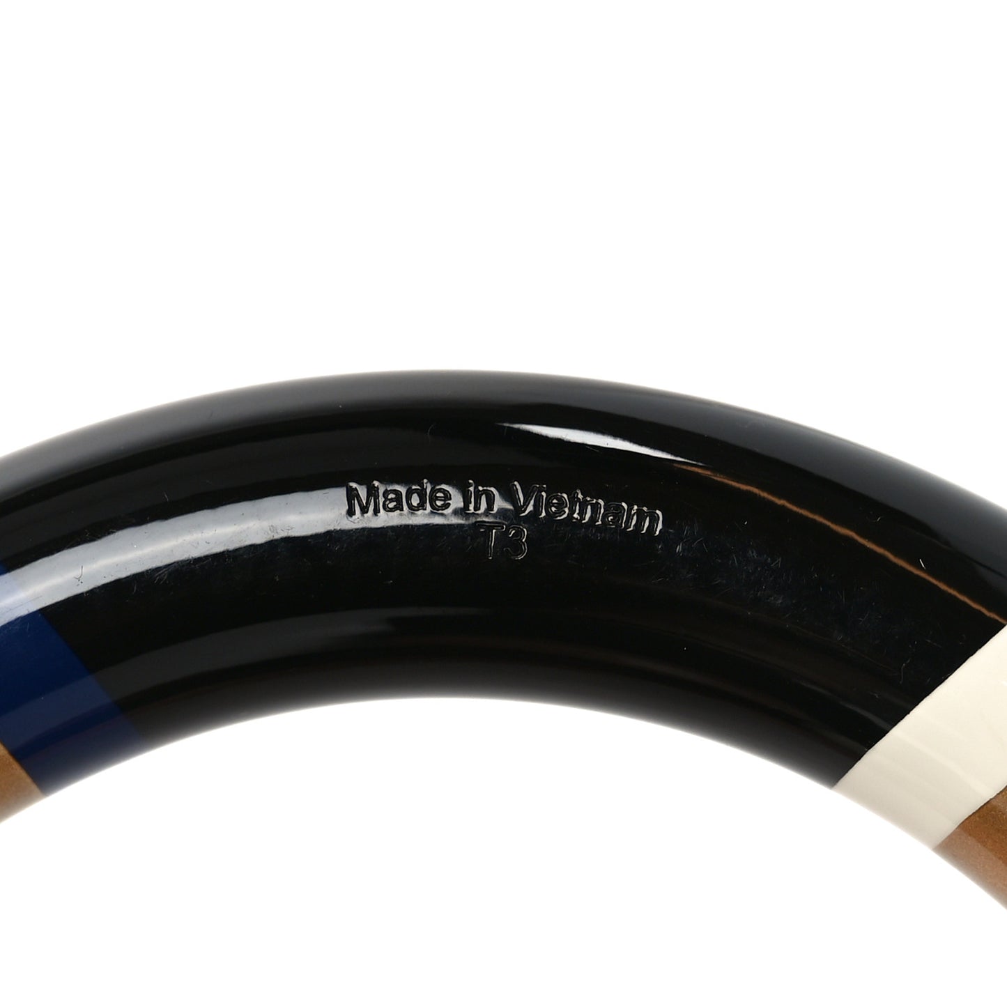 Lacquered Wood H Equipe GM Bangle Bracelet T3 Black Marine