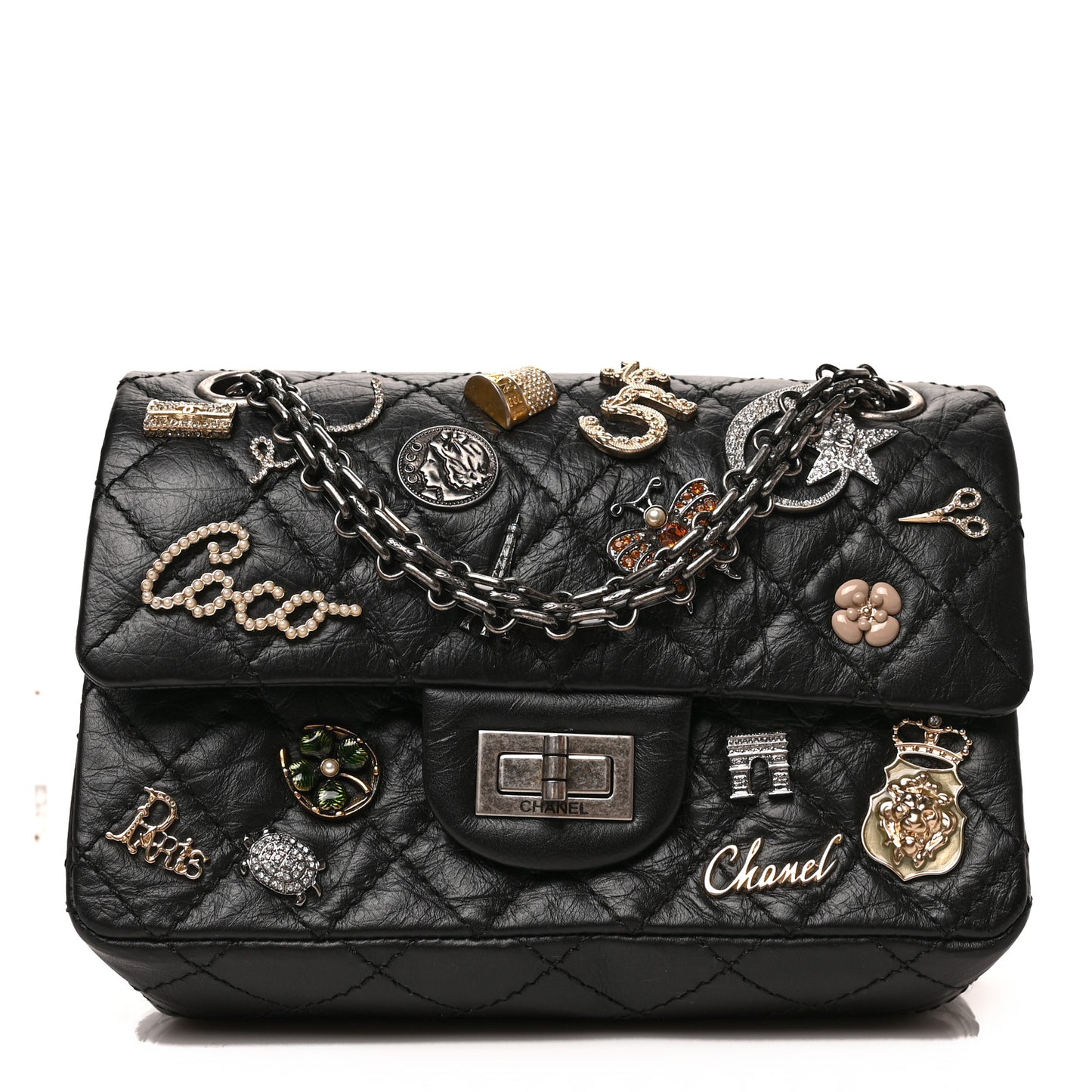 Aged Calfskin Lucky Charms 2.55 Reissue 224 Flap Black