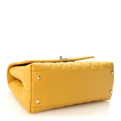 Chanel Caviar Quilted Small Coco Handle Flap Yellow 7 of 19