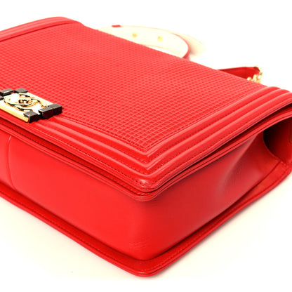 Chanel Lambskin Embossed New Medium Boy Cube Flap Red 10 of 11