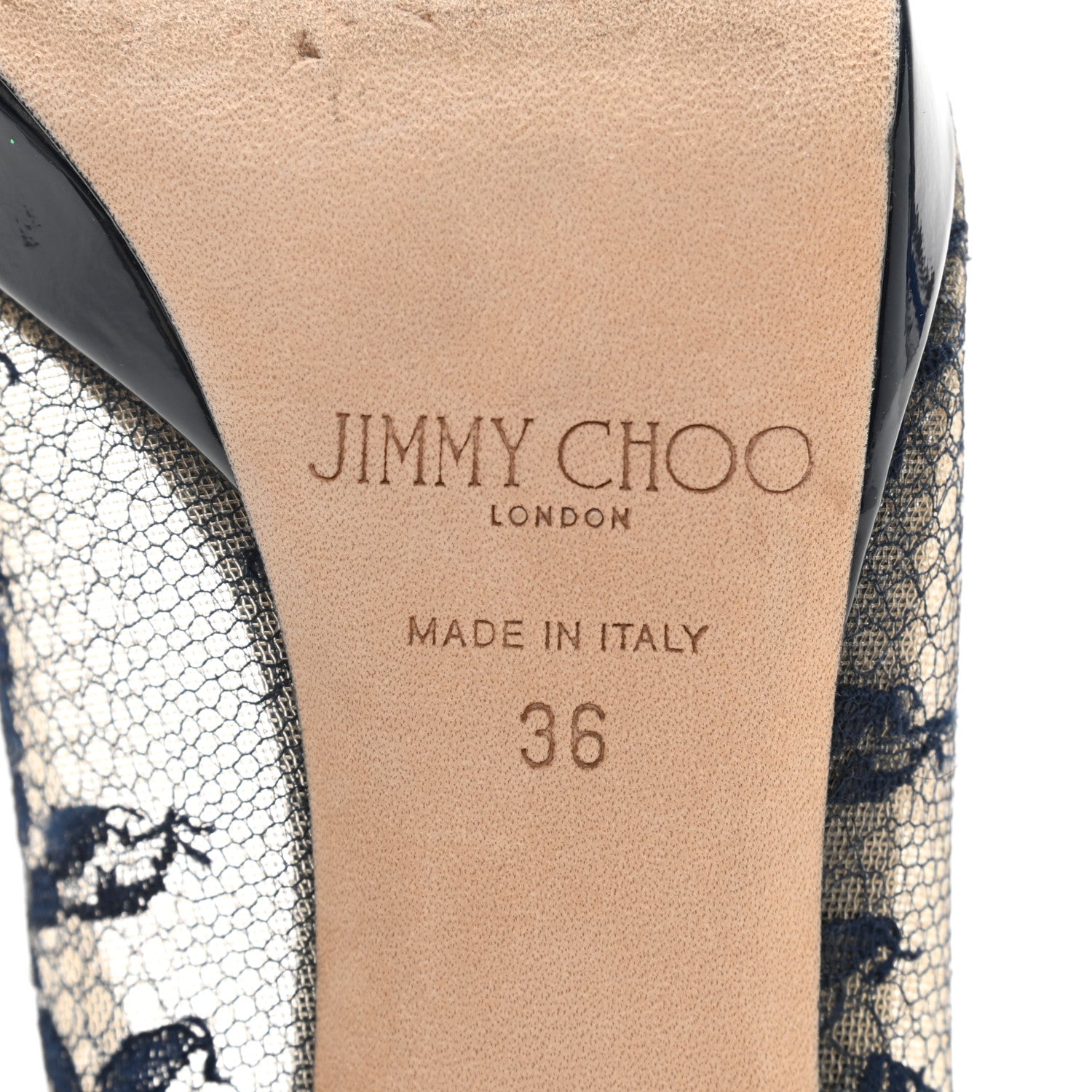 Jimmy Choo Lace Patent Luna Peep Toe Pump 36 Black 8 of 10