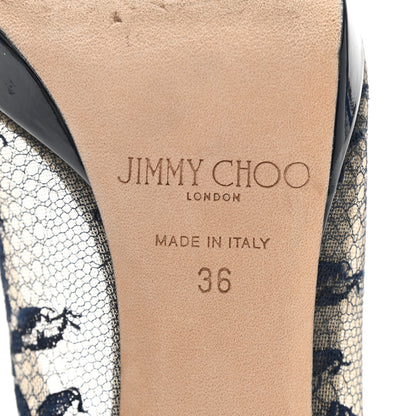 Jimmy Choo Lace Patent Luna Peep Toe Pump 36 Black 8 of 10