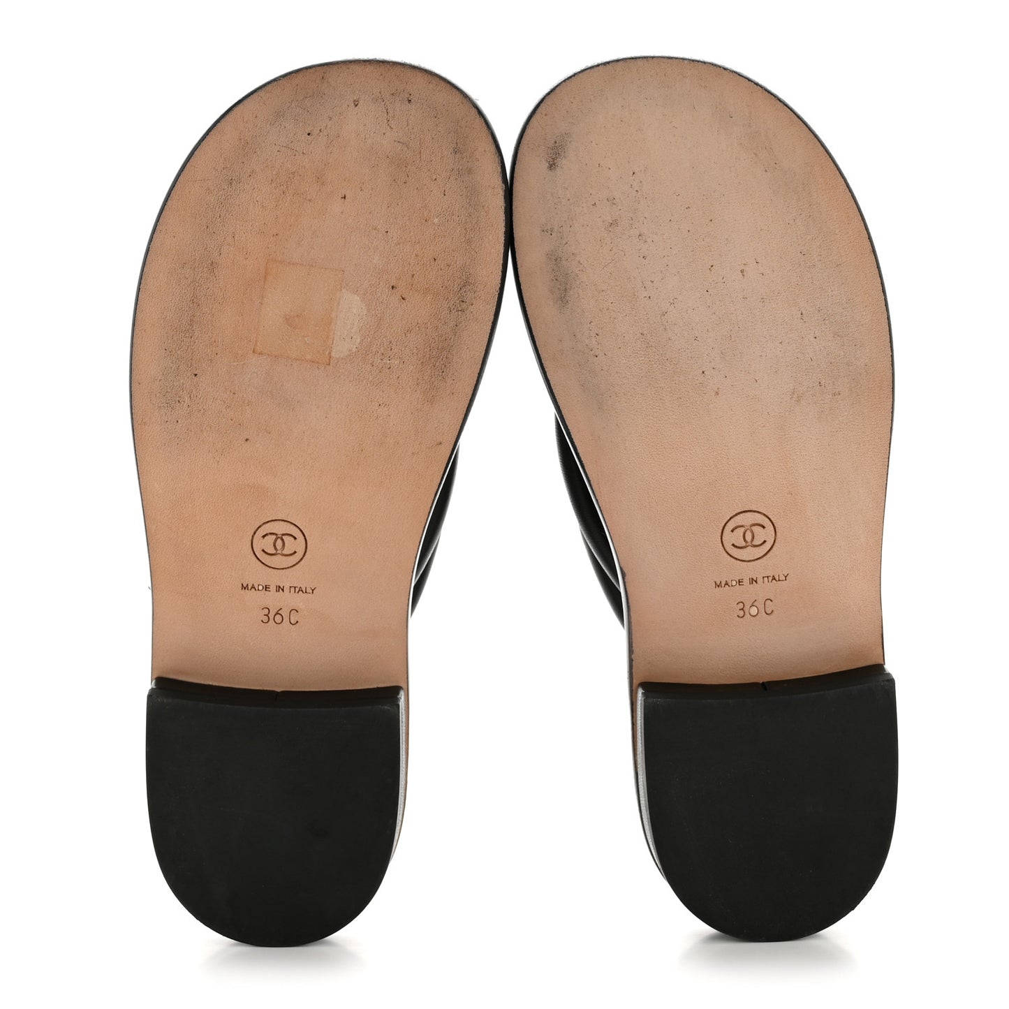 Lambskin Terry Cloth CC Thong Sandals 36 Black Dark Navy