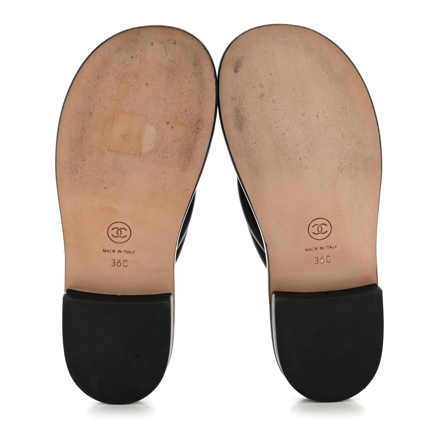 Chanel Lambskin Terry Cloth CC Thong Sandals 36 Black Dark Navy 6 of 11