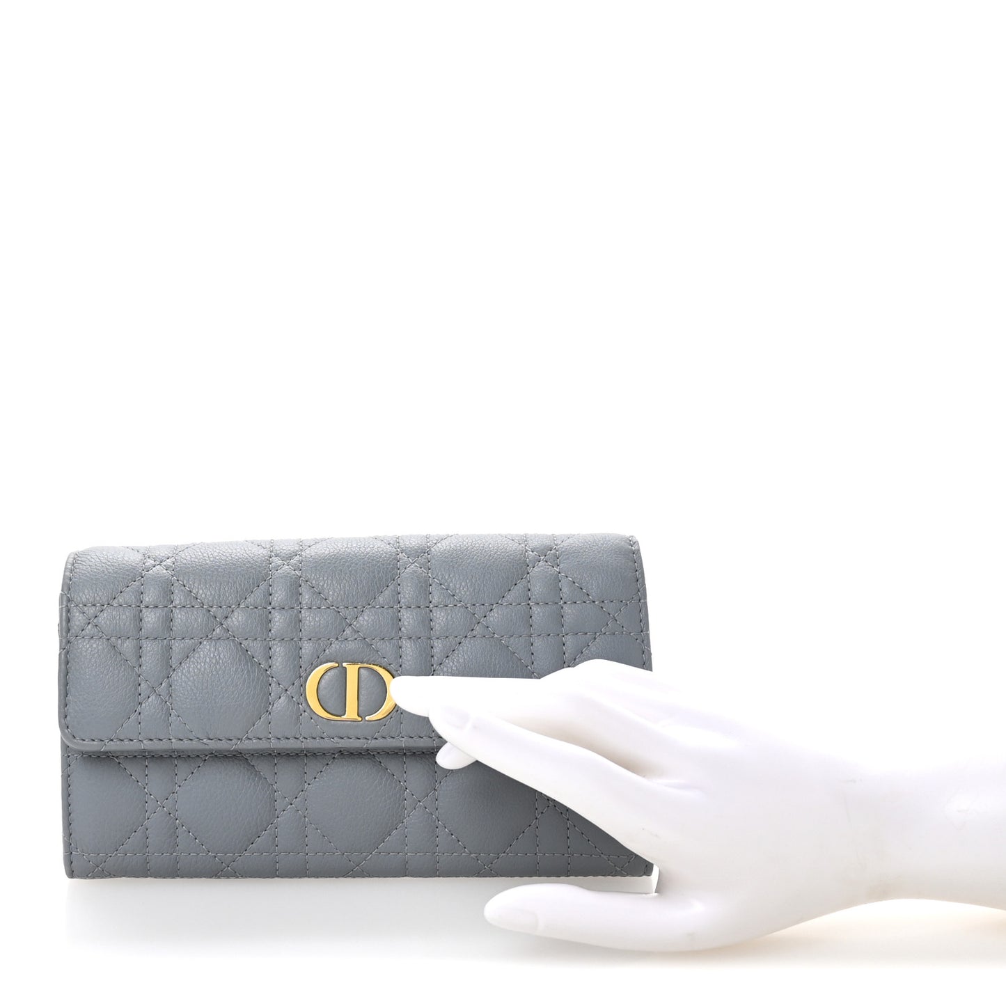 Supple Calfskin Cannage Caro Wallet Blue