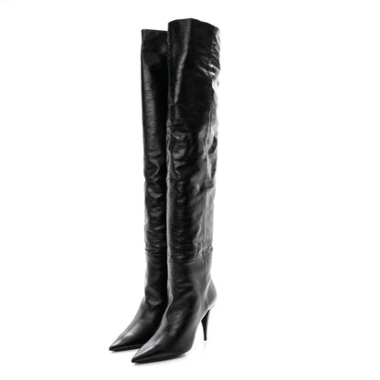 Saint Laurent Calfskin Kiki Over The Knee Boots 39 Black 3 of 7