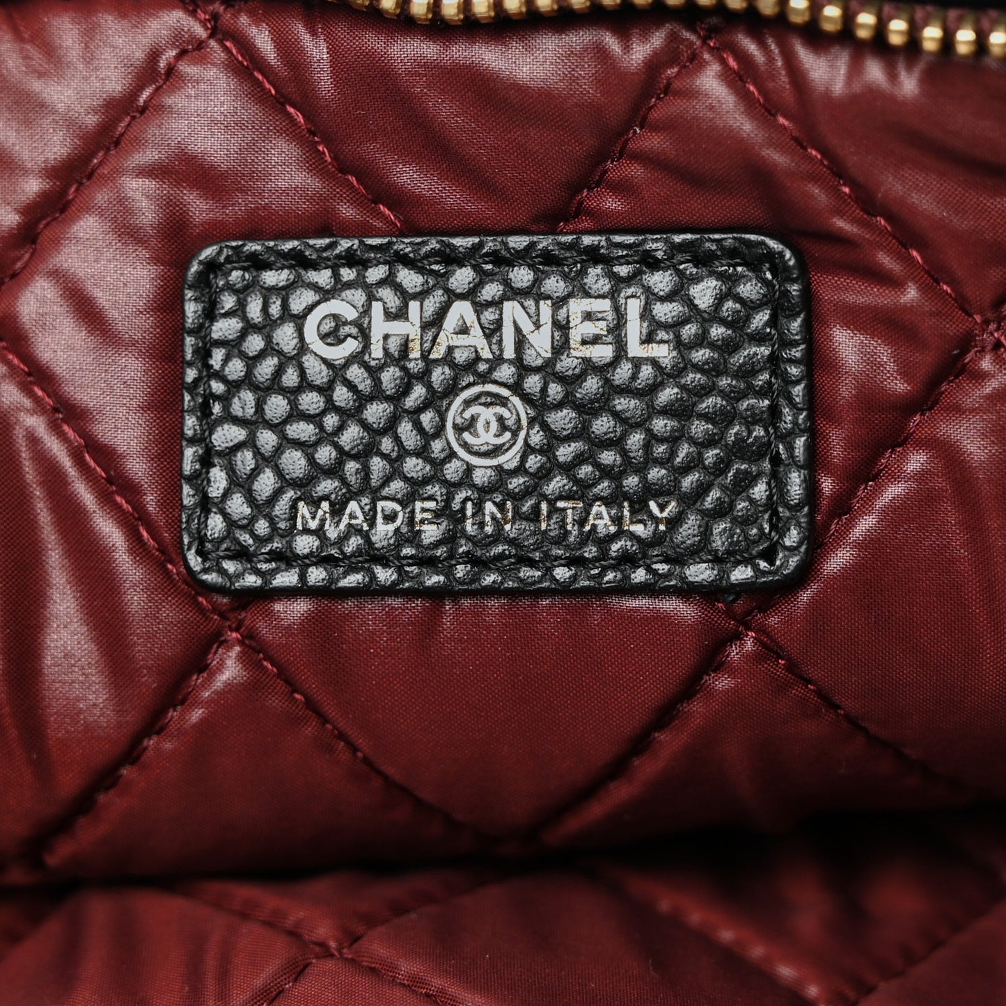 Caviar Quilted CC Beauty Clutch Black