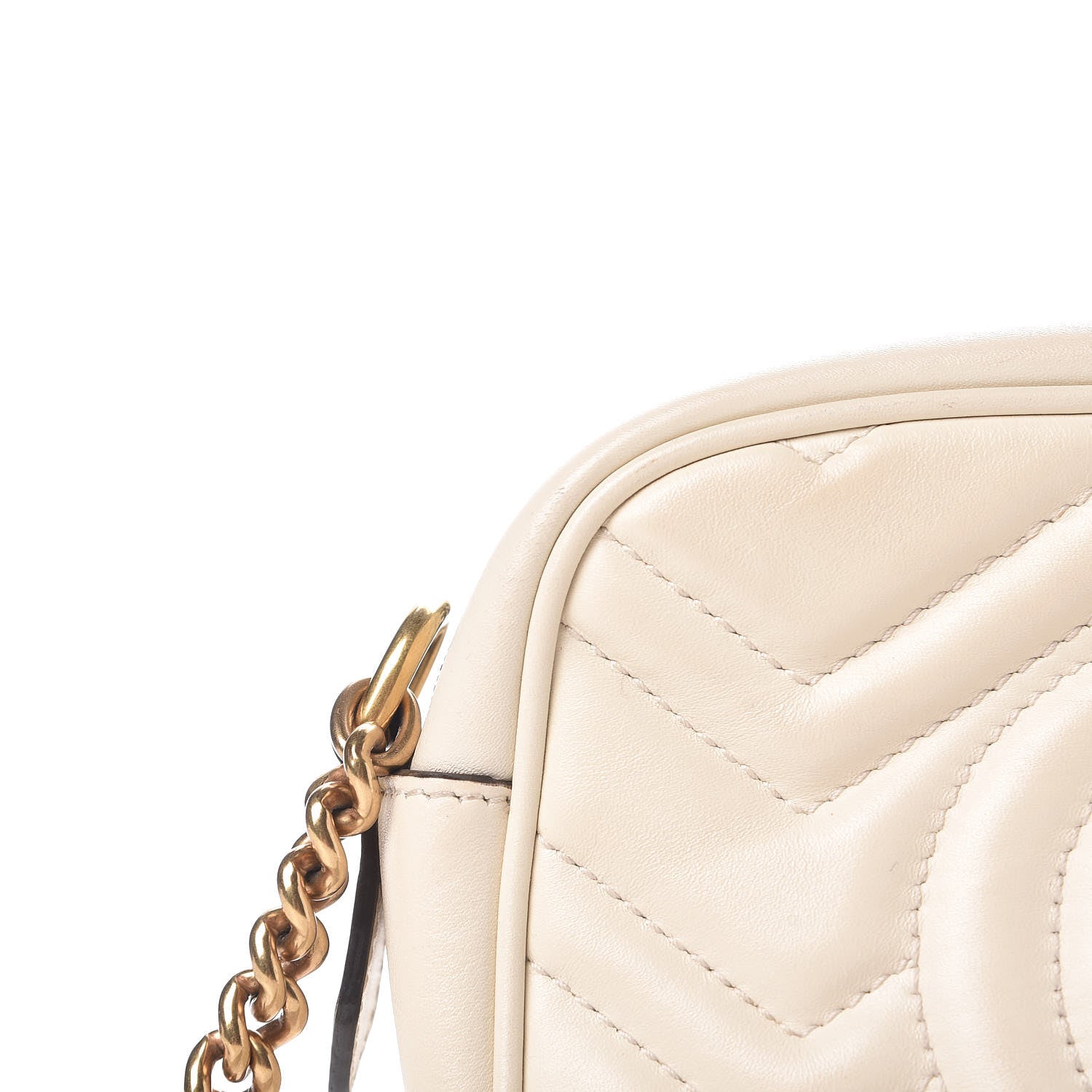Gucci Calfskin Matelasse Mini GG Marmont Chain Shoulder Bag White 11 of 15