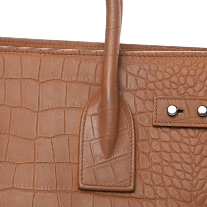 Saint Laurent Crocodile Embossed Suede Small Supple Sac de Jour Tan 17 of 17