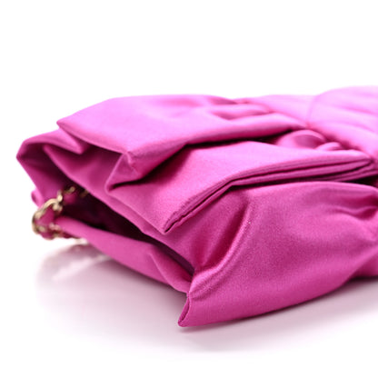 Chanel Satin Tie My Bow Flap Clutch With Chain Dark Pink 9 of 11