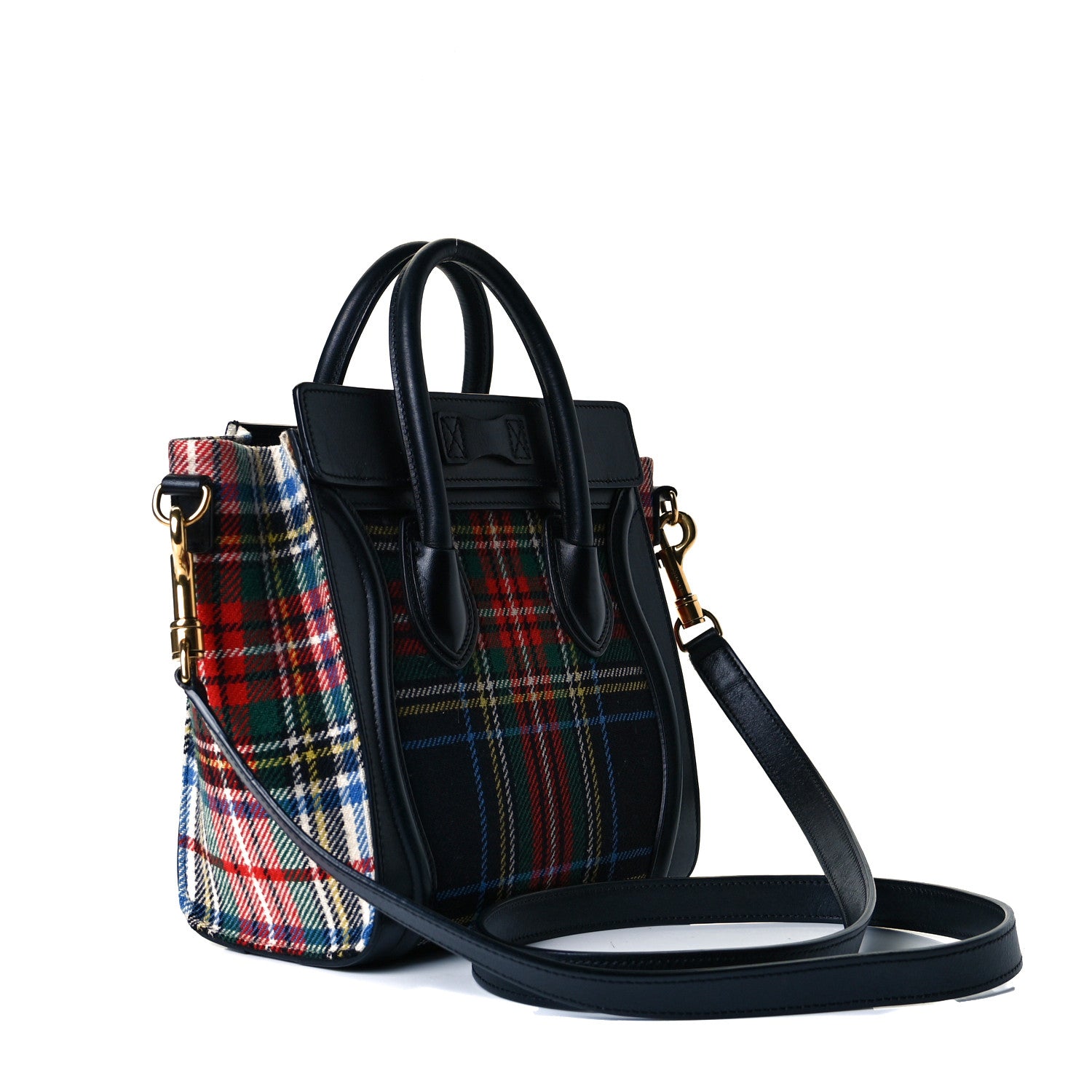 Celine Tartan Calfskin Nano Luggage Red Blue 3 of 8
