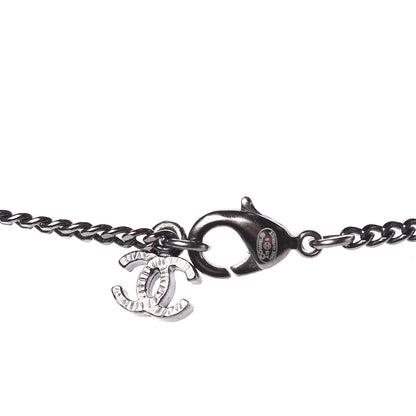 Chanel Ruthenium Enamel CC Necklace Silver 4 of 6