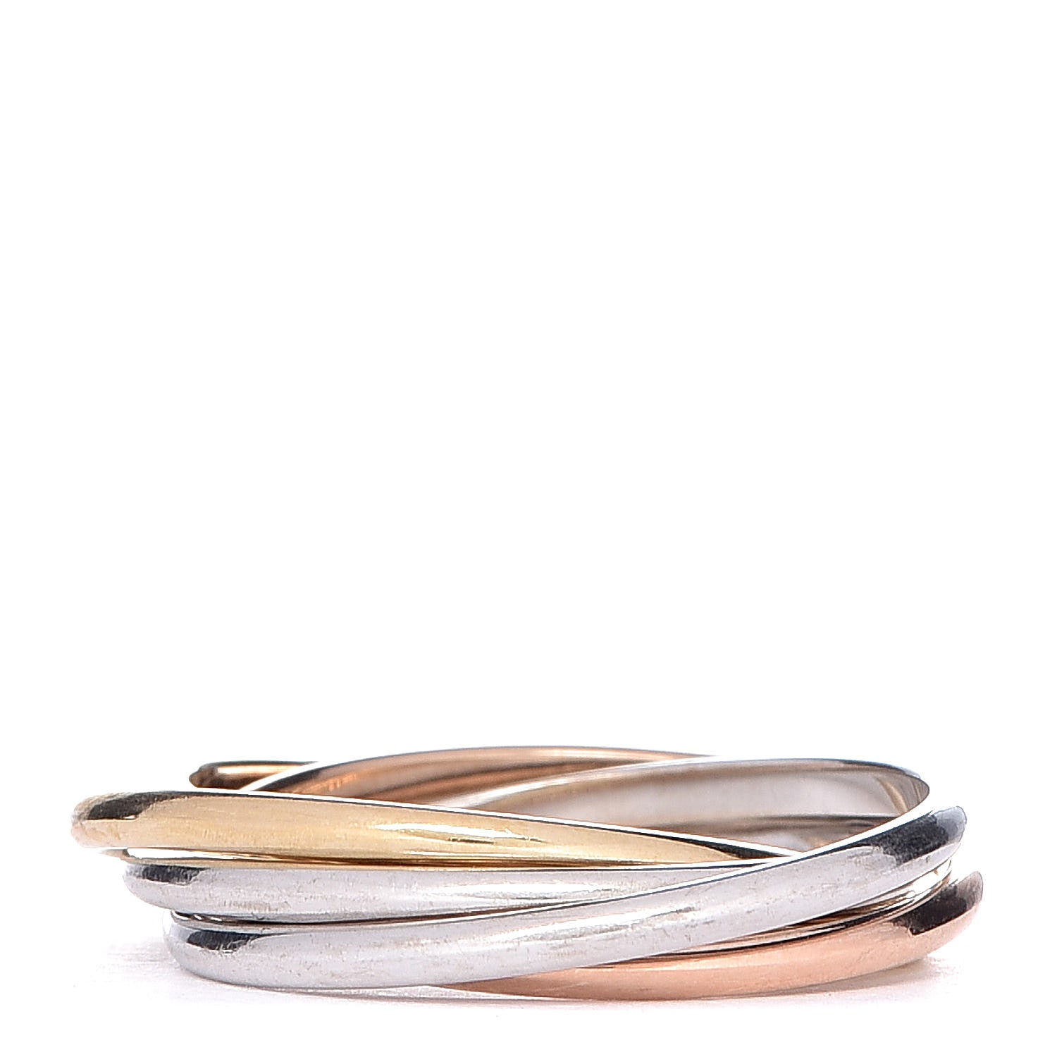 Cartier 18K Pink White Yellow Gold 5 Band Trinity Ring 48 4.5 3 of 4