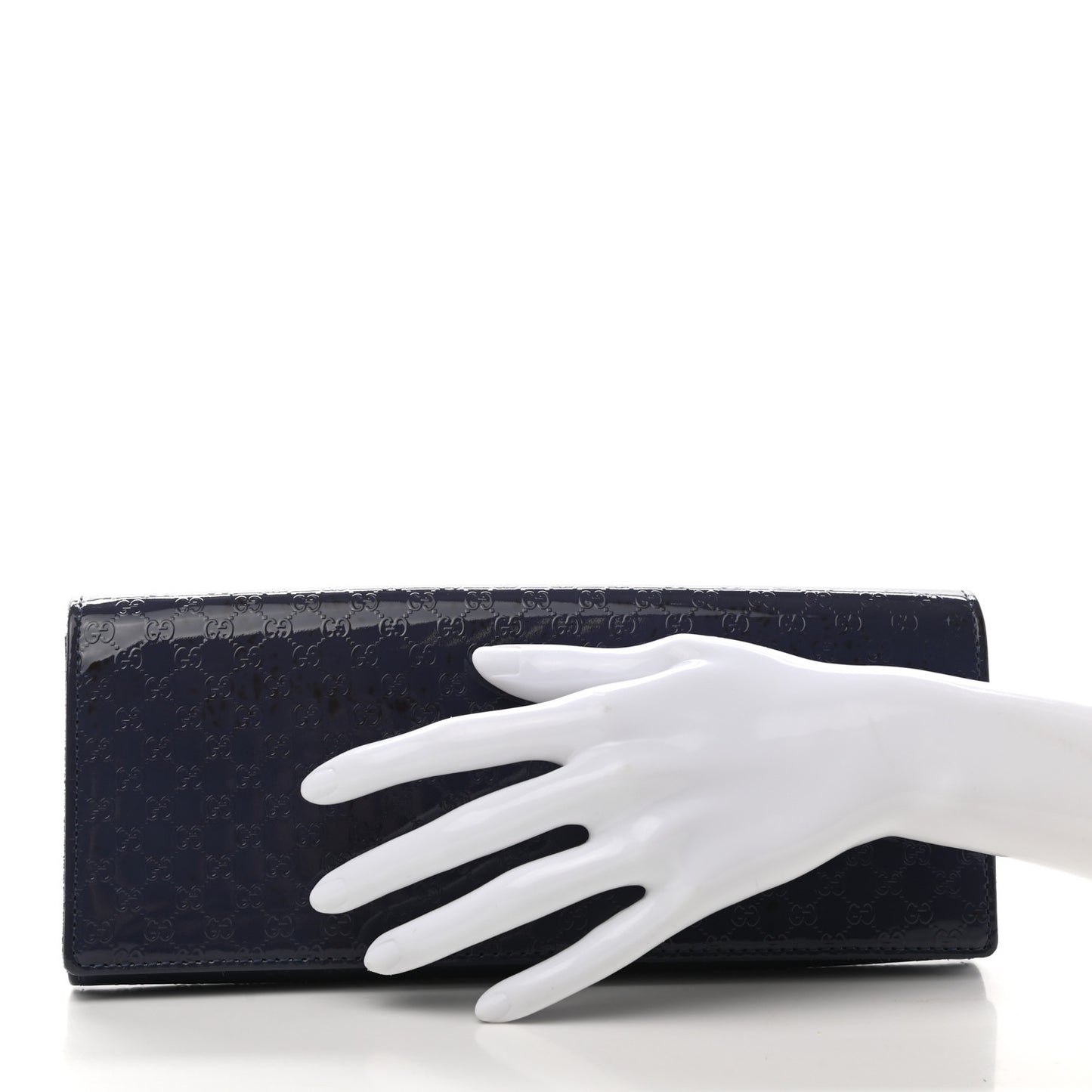 Patent Microguccissima Small Broadway Clutch Blue