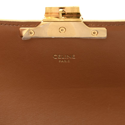 Celine Canvas Calfskin Triomphe Shoulder Bag White 6 of 10