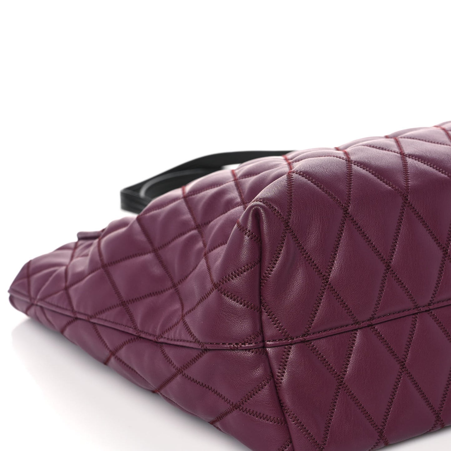 Rubber Effect Canvas Quilted Duo Shopper Tote Aubergine